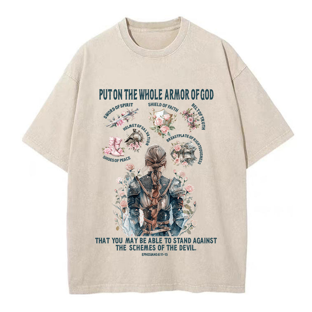 Put On The Whole Armor Of God Christian Washed T-Shirt Sale - GuidingCross