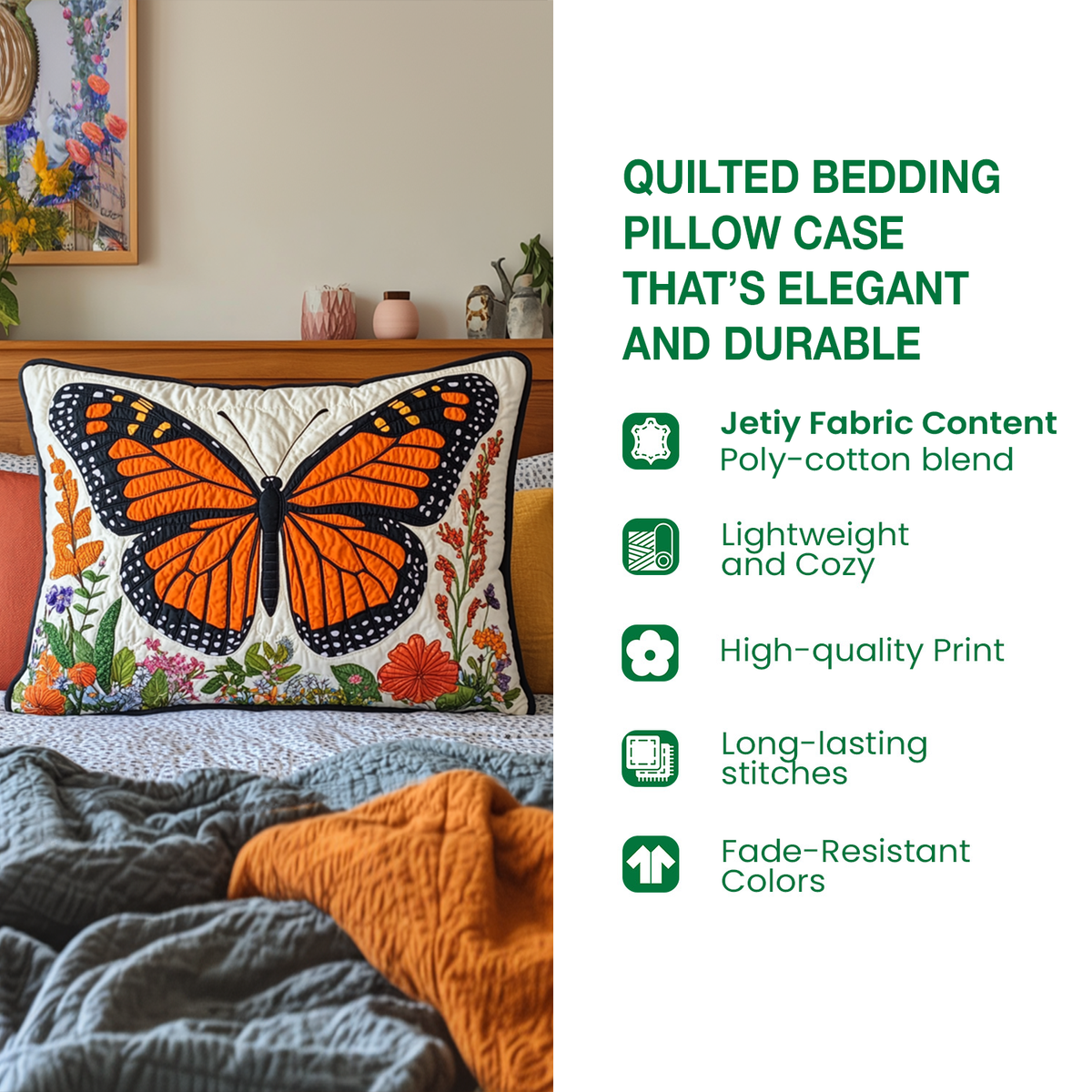 Secret Garden Blooms Quilted Bedding Pillow Case NCU0PT5143