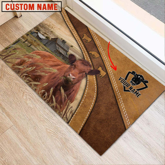 Uni Red Angus Personalized - Welcome  Doormat