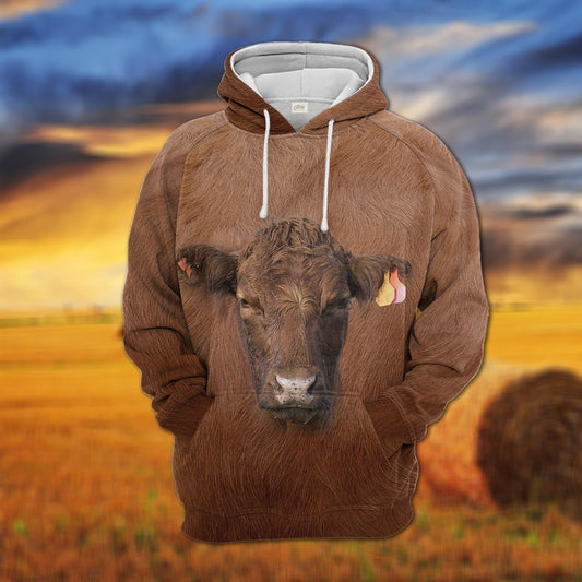 Red Angus 3D All Over Printed Hoodie
