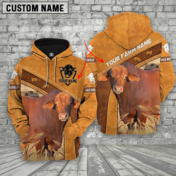 Uni Red Brangus Custom Name Printed Cattle 3D Hoodie