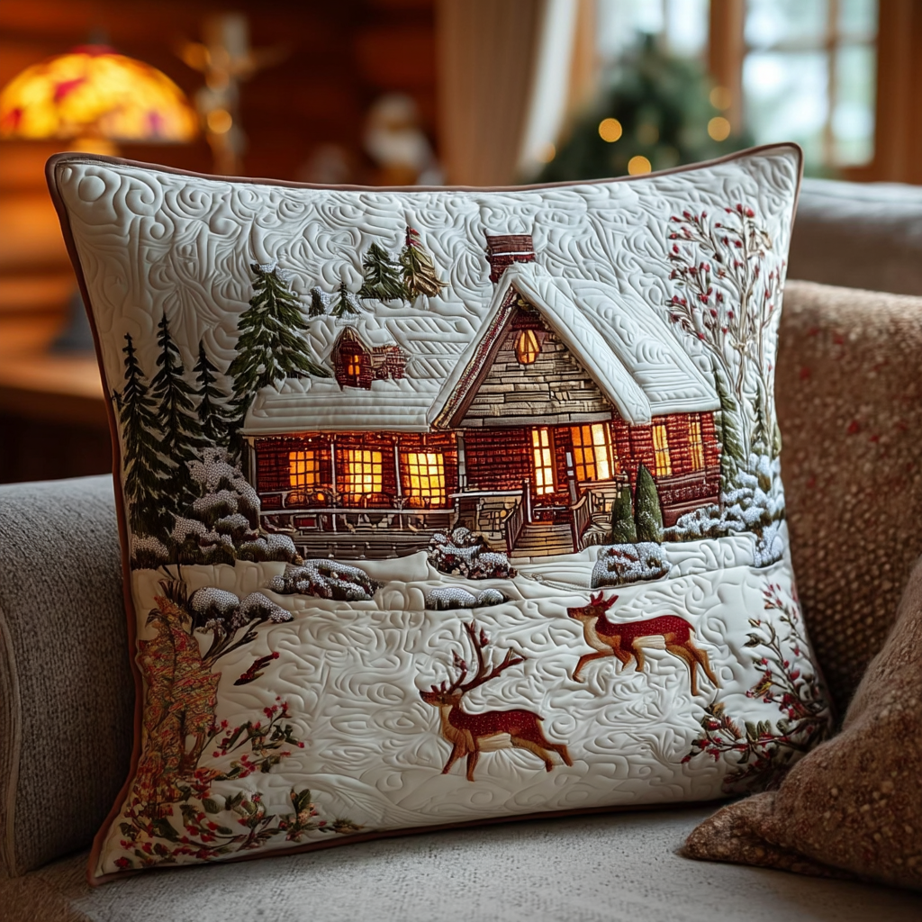Reindeer Lodge Quilted Pillow Case NCU0TV878