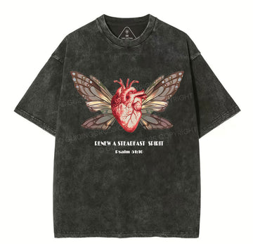 Renew A Steadfast Spirit Christian Washed TShirt  