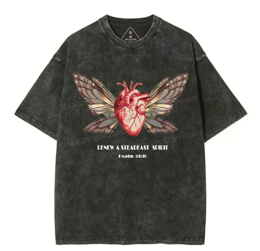 Renew A Steadfast Spirit Christian Washed TShirt  