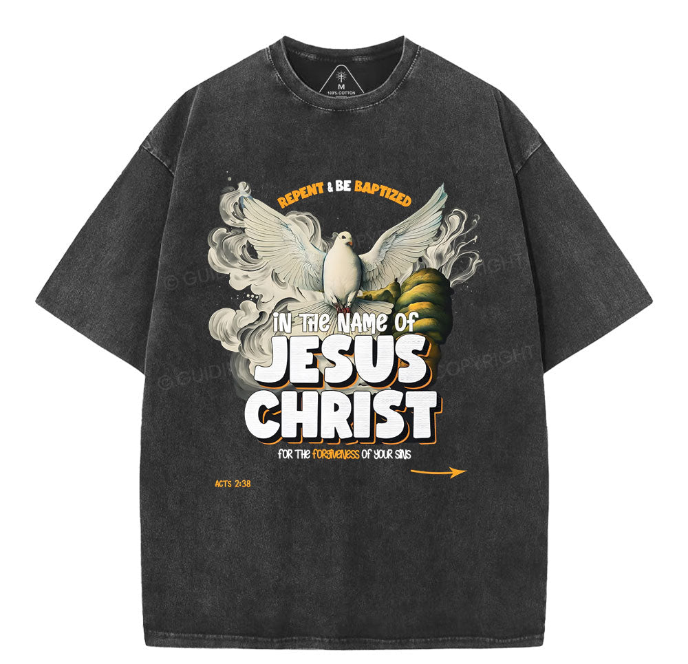 Repent And Be Baptized Christian Washed TShirt  