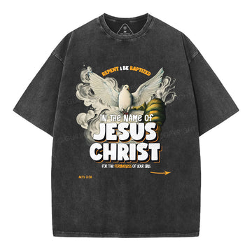 Repent And Be Baptized Christian Washed TShirt  