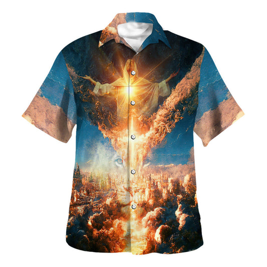 UniJames Resurrection Of Jesus Lion Hawaiian Shirts For Men - Christian Hawaiian Shirt - Hawaiian Summer Shirts