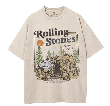 Rolling Stone Since AD 33 Boho  Christian Washed T-Shirt Sale - GuidingCross