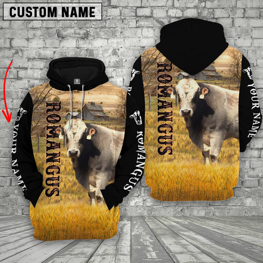 Uni Personalized Name Romangus Cattle On The Farm All Over Printed 3D Hoodie