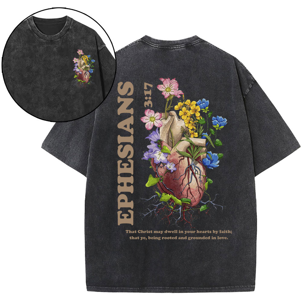 Rooted And Grounded In Love Christian Washed TShirt  