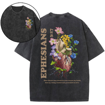 Rooted And Grounded In Love Christian Washed TShirt  
