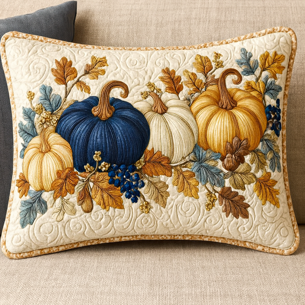 Rustic Blue Harvest Quilted Bedding Pillow Case  NCU0NT8575