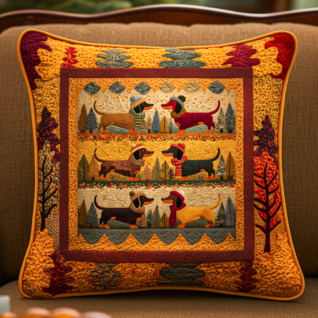 Rustic Dachshund Quilted Pillow Case NCU0NT9304
