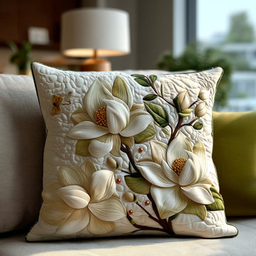 Rustic Magnolia Bloom Quilted Pillow Case NCU0PT7895