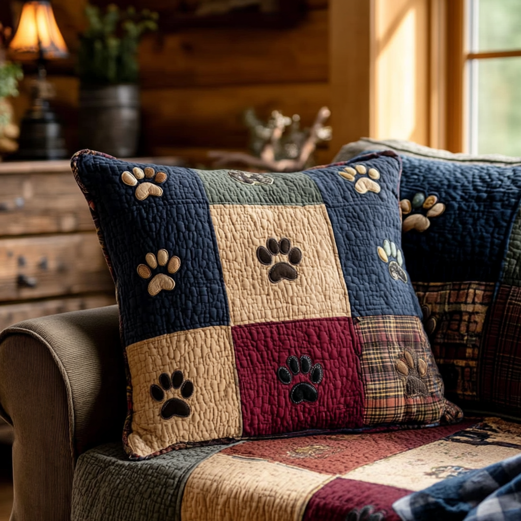 Rustic Paw Quilted Pillow Case NCU0TV874