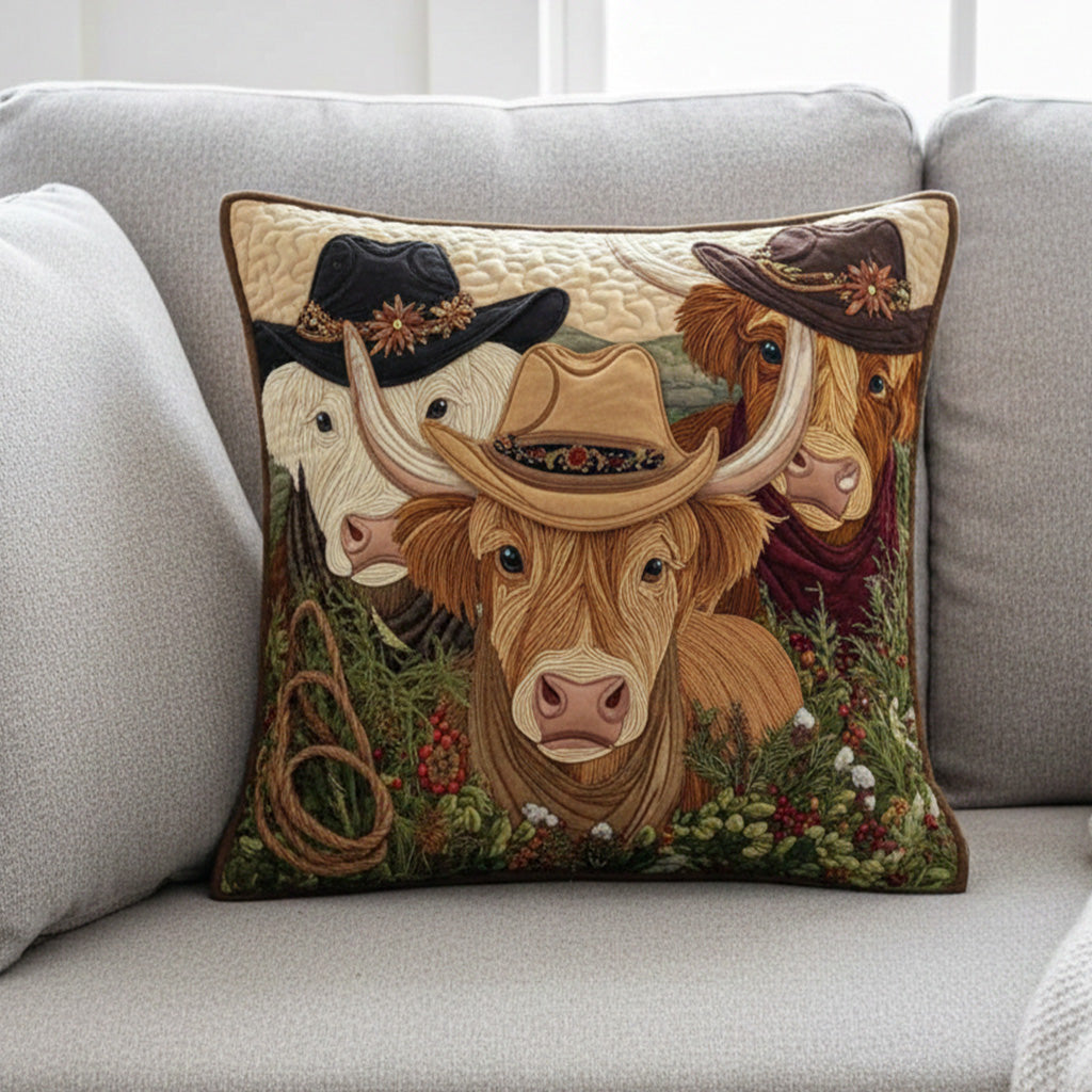 Rustic Trail Cow Quilted Pillow Case NCU0NT11634