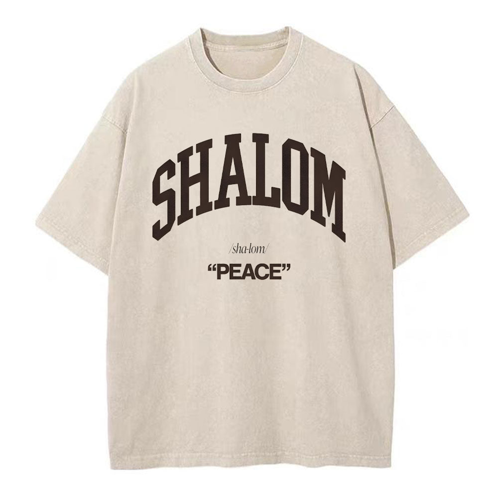 SHALOM Christian Washed T-Shirt Sale - GuidingCross