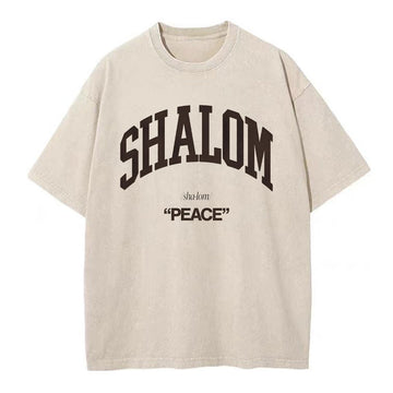 SHALOM Christian Washed T-Shirt Sale - GuidingCross