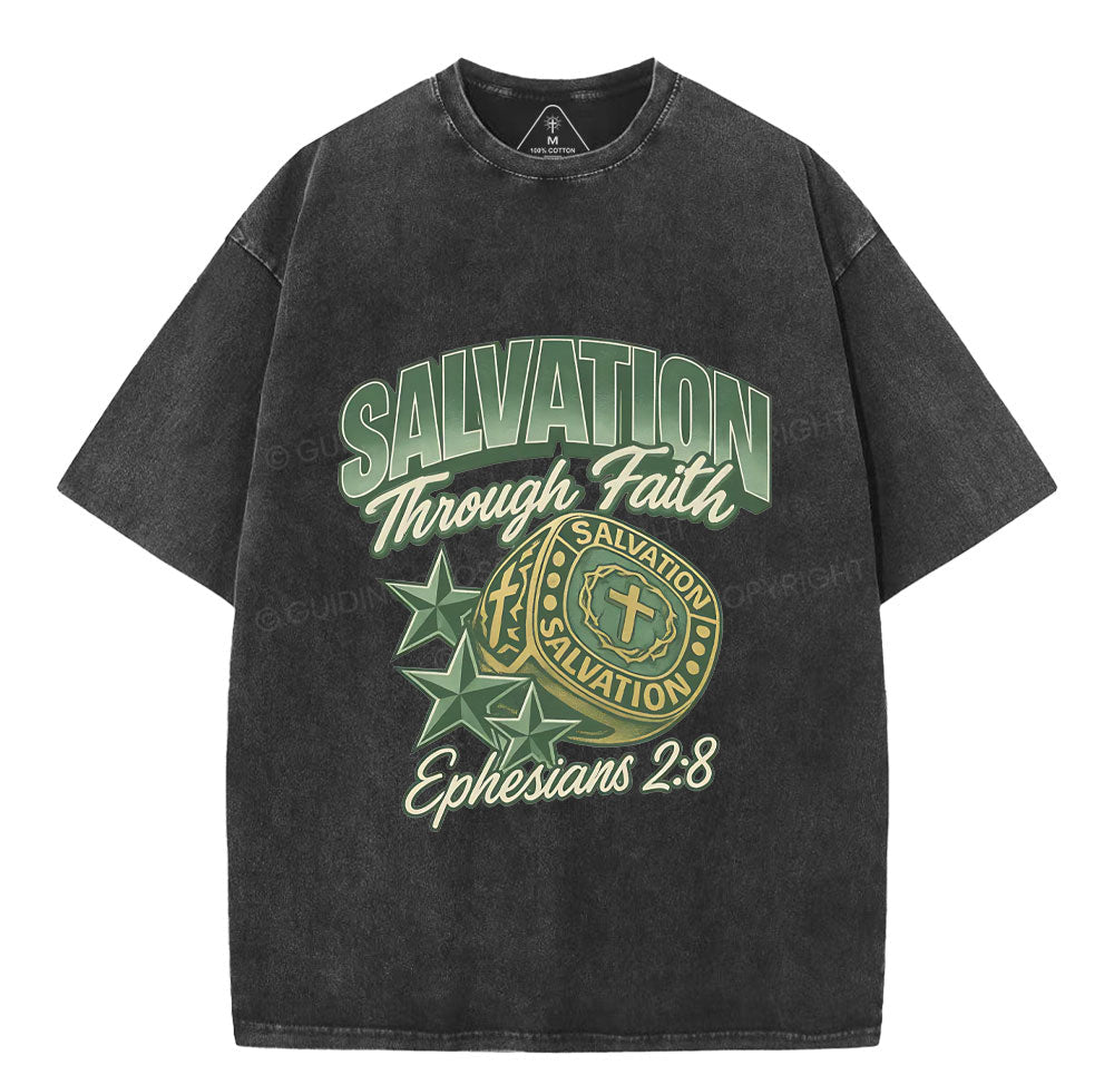 Salvation Through Faith Christian Washed TShirt
