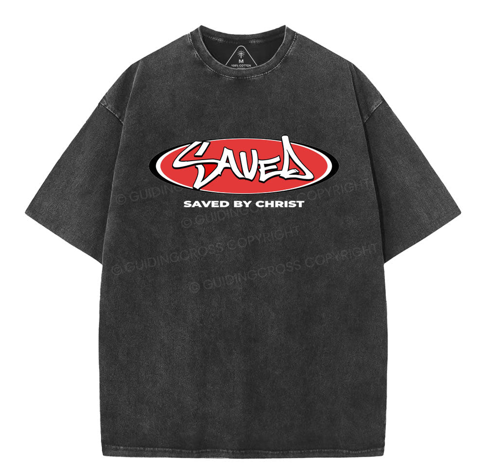 Saved By Christ Christian Washed TShirt  