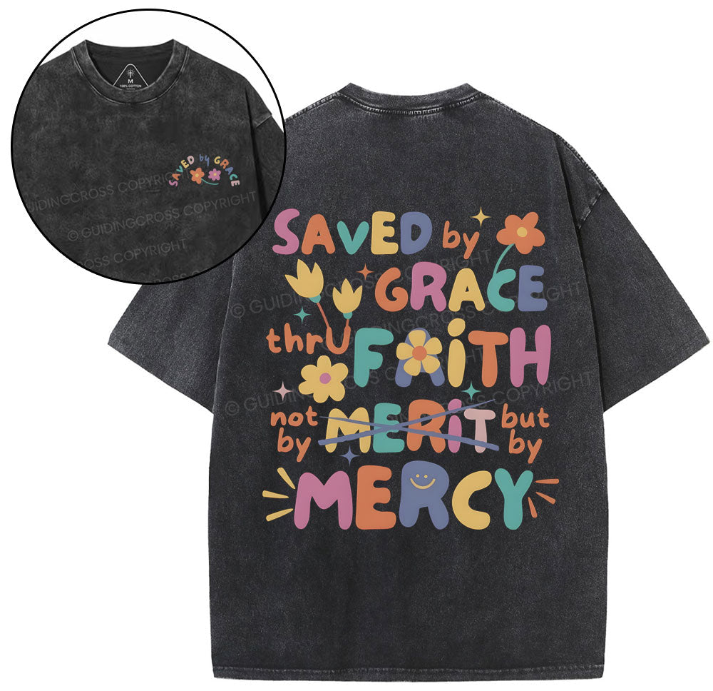 Saved By Grace Christian Washed TShirt  