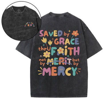 Saved By Grace Christian Washed TShirt  