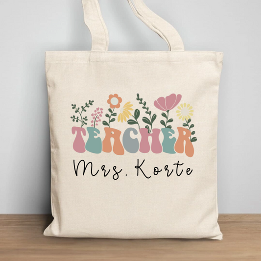 Personalized Teacher Tote Bag, Back To School Gifts For Teacher, Personalised Kindergarten, Preschool Teacher Gift, Teacher Thank You Gift