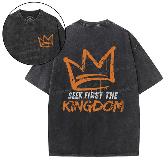 Seek First The Kingdom Christian Washed T-Shirt Sale - GuidingCross