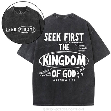 Seek First The Kingdom Of God Christian Washed T-Shirt Sale - GuidingCross