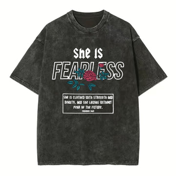 She Is Fearless Christian Washed TShirt  