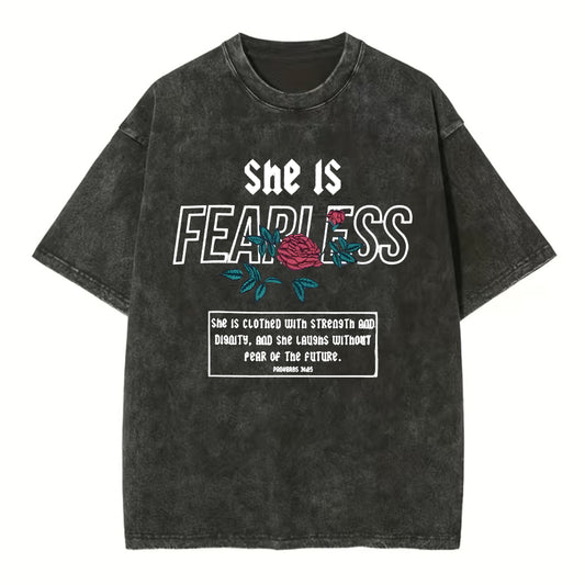 She Is Fearless Christian Washed TShirt  