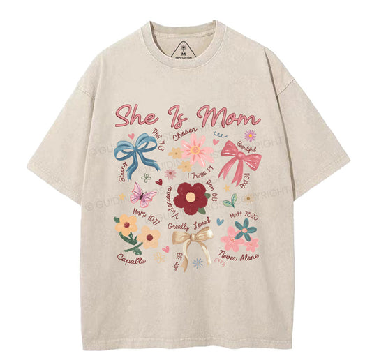 She Is Mom Christian Washed T-Shirt Sale - GuidingCross