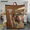 Uni Personalized Name Shorthorn Farm Leather Brown Blanket