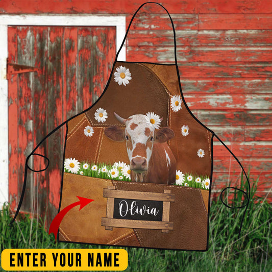 Uni Personalized Name Simmental Cattle All Over Printed 3D Apron