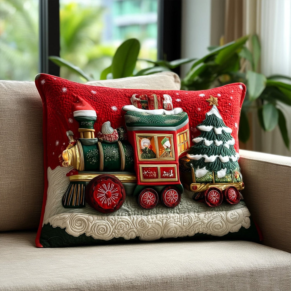 Sleigh-on-Rails Quilted Pillow Case NCU0PT9129
