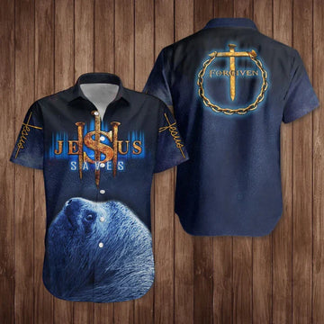 UniJames Sloth Jesus Save Hawaiian Shirts - Christian Hawaiian Shirt for Men Women