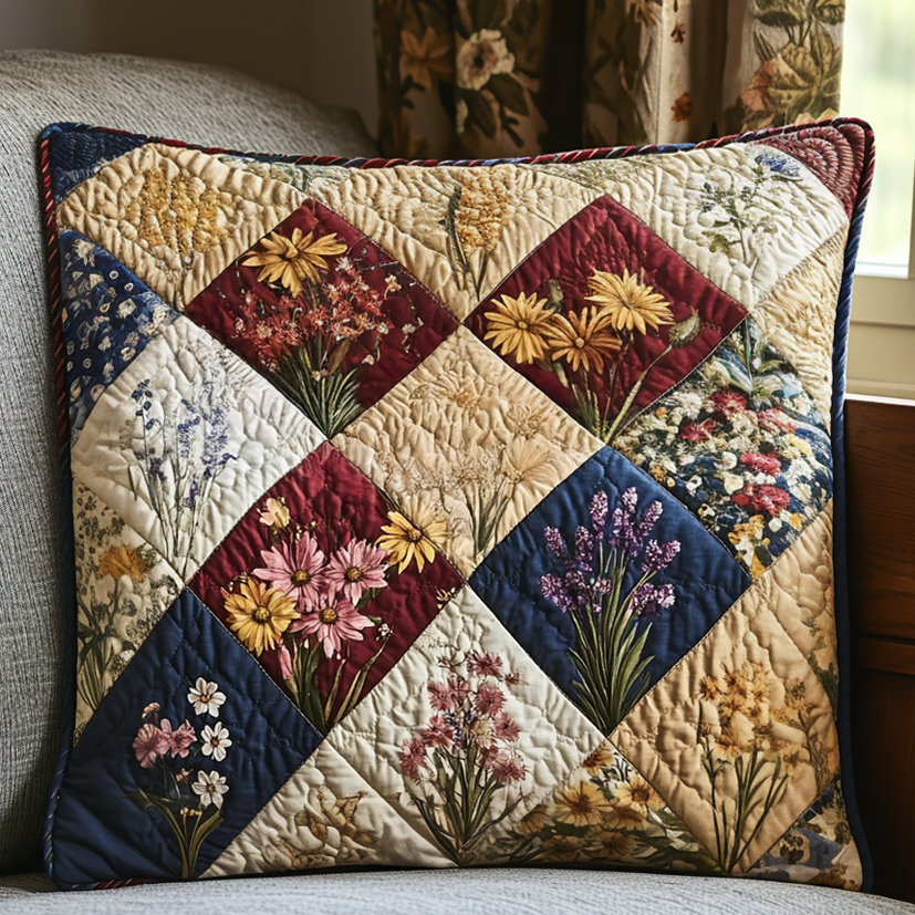 Spring Flowers Patchwork Quilted Pillow Case NCU0DV5391
