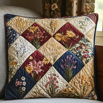 Spring Flowers Patchwork Quilted Pillow Case NCU0DV5391