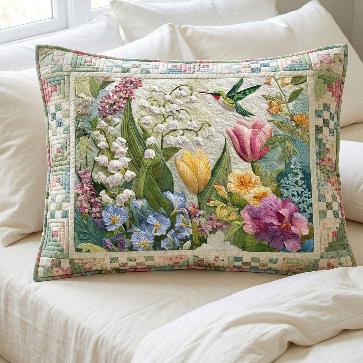 Spring Garden Bloom Quilted Bedding Pillow Case NCU0NT12229