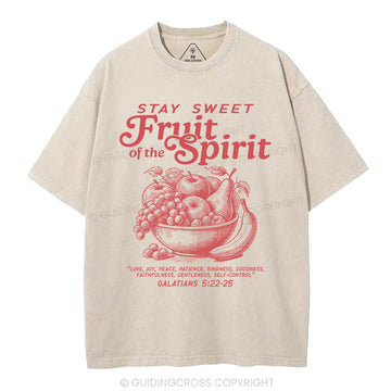 Stay Sweet Fruit Of The Spirit Christian Washed T-Shirt Sale - GuidingCross