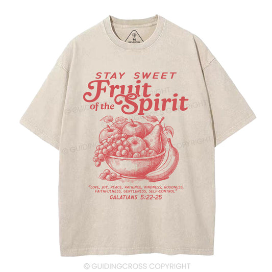 Stay Sweet Fruit Of The Spirit Christian Washed T-Shirt Sale - GuidingCross