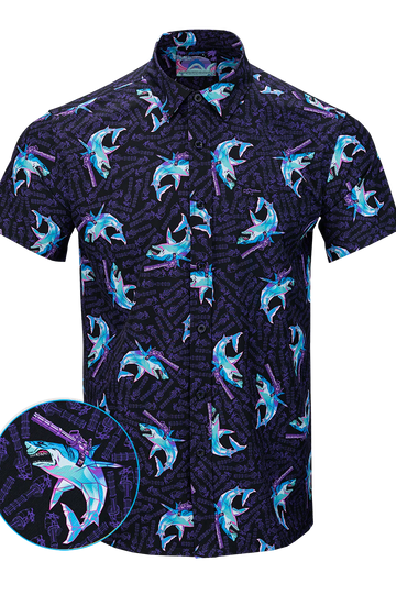 UniJames Comfort Synth Shark (Black) Button Down For Men