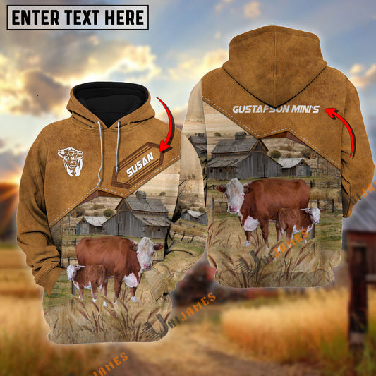 Uni Cattle of Allen Gustafson Personalized Name Farming Life 3D Hoodie
