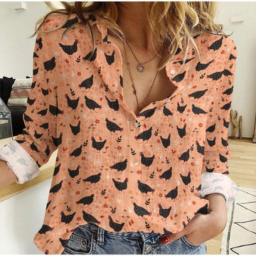 Unique Chicken Flower Farm Pattern Casual Shirt