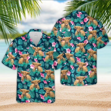 Unique Highland Blue Floral Summer 3D Hawaiian Shirt