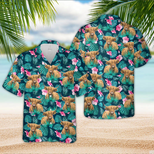 Unique Highland Blue Floral Summer 3D Hawaiian Shirt