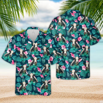 Unique Holstein Blue Floral Summer 3D Hawaiian Shirt