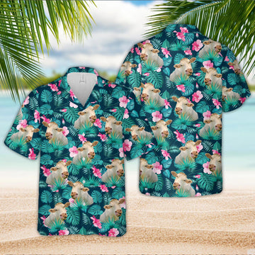 Unique Charolais Blue Floral Summer 3D Hawaiian Shirt