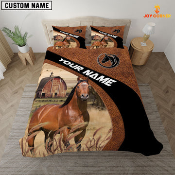 Uni Horse On The Farm Customized Name Red Barn Bedding Set