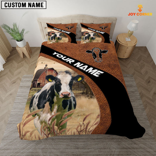 Uni Holstein On The Farm Customized Name Red Barn Bedding Set